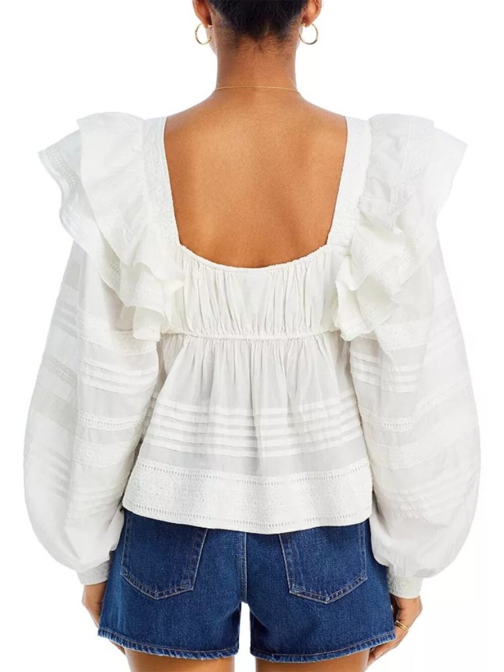 FARM Rio Off White Square Neckline Ruffle Blouse - Picture 2 of 8